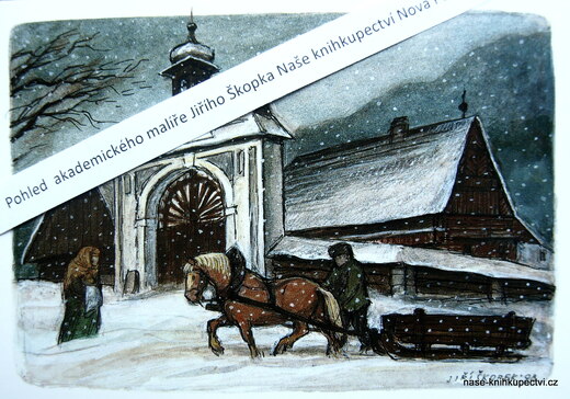 Pohled zimní Dlaskův statek v Dolánkách u Turnova